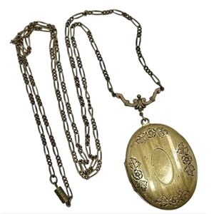 Vintage Brass Locket Necklace